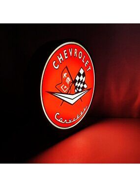 Chevrolet Corvette Vintage Style LED Light Box – 9" USB Powered Sign with Dimmer